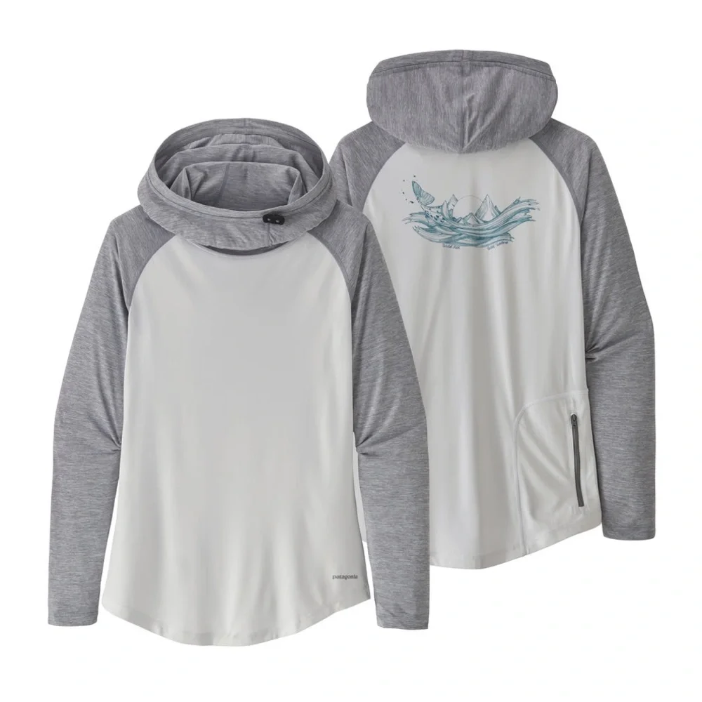 Patagonia Capilene Cool Daily Gray and White Hoody - Picture 2 of 8